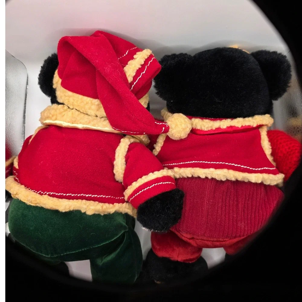 Dan Dee Snowflake Teddy Black Red Green Holiday Plush 2000 Pair 12x16in